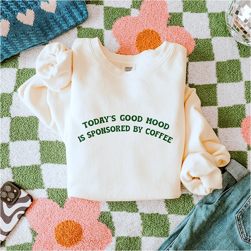 Good Mood Sponsored By Coffee Sweatshirt (Wholesale) sold by Alley and Rae product image thumbnail 4
