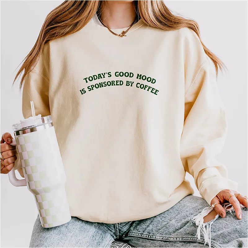 Good Mood Sponsored By Coffee Sweatshirt (Wholesale) sold by Alley and Rae product image thumbnail 3