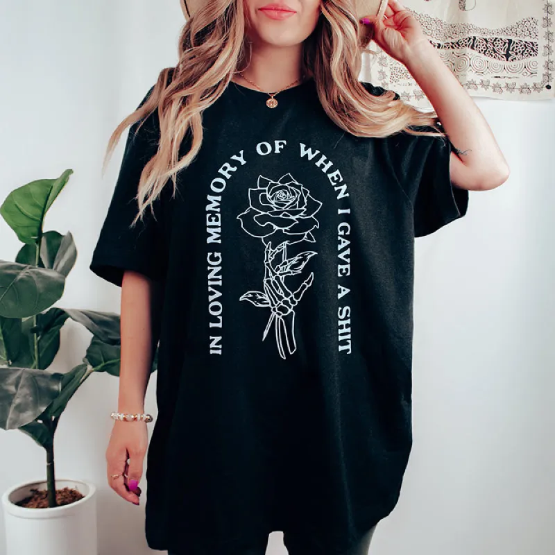 In Loving Memory Of When I Gave A Shit Heavyweight Tee (Wholesale) sold by Alley and Rae