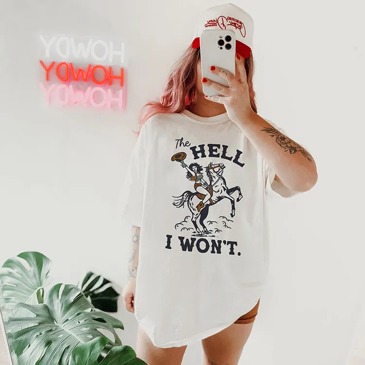 The Hell I Won't Western Cowgirl Tee sold by Alley and Rae product image thumbnail 2