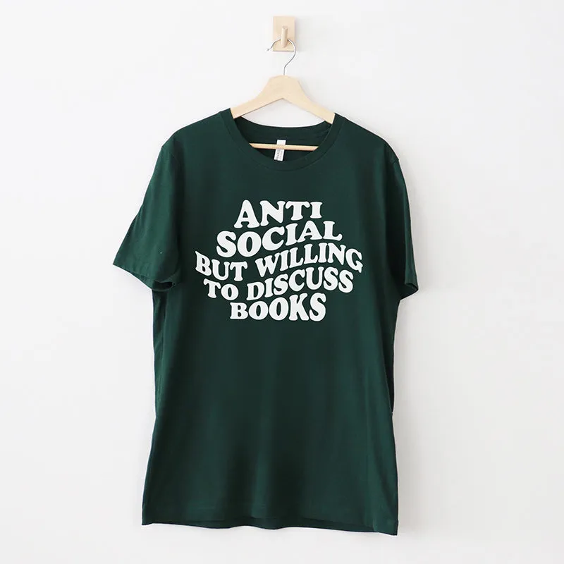 Antisocial But Will To Discuss Books Lightweight Tee sold by Alley and Rae product image thumbnail 2