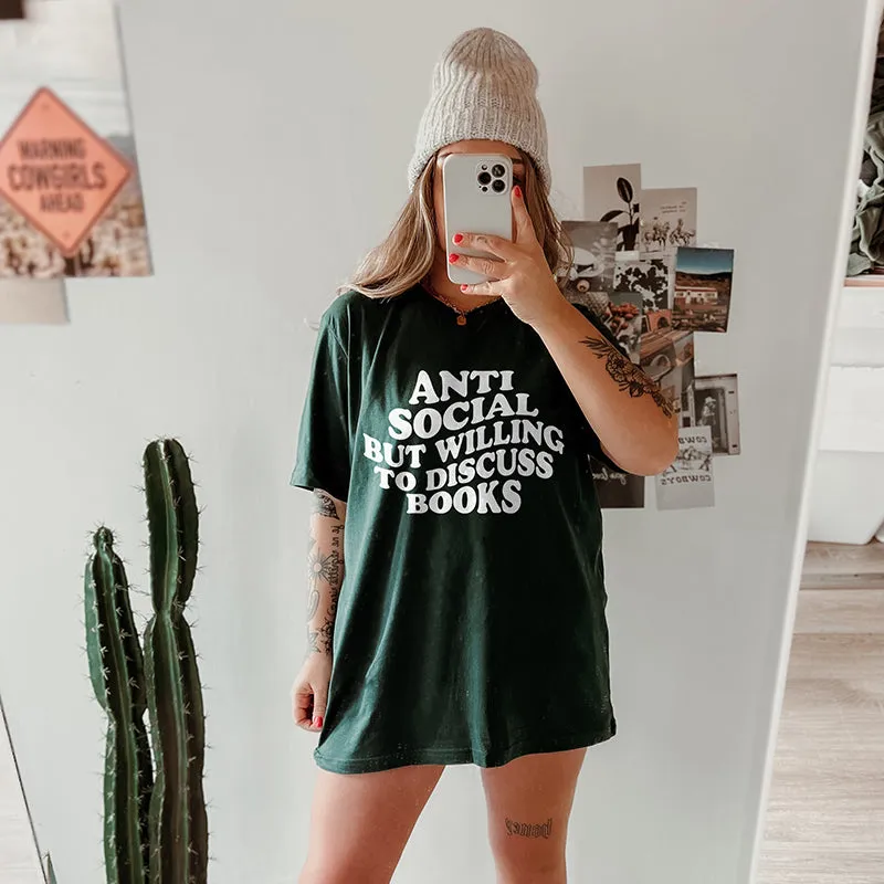 Antisocial But Will To Discuss Books Lightweight Tee sold by Alley and Rae