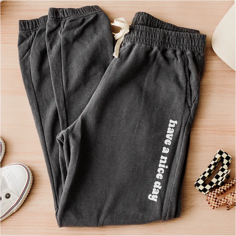 Have A Nice Day Lightweight Fleece Sweatpants (Pre-Order) sold by Alley and Rae