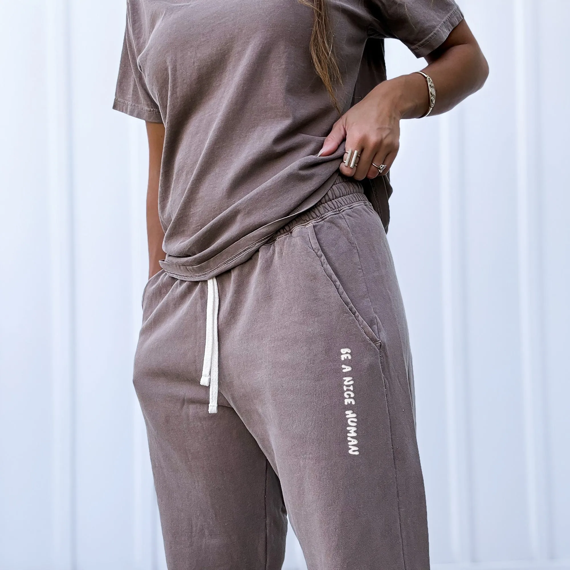 Be A Nice Human Puff Print Lightweight Fleece Sweatpants sold by Alley and Rae product image thumbnail 3