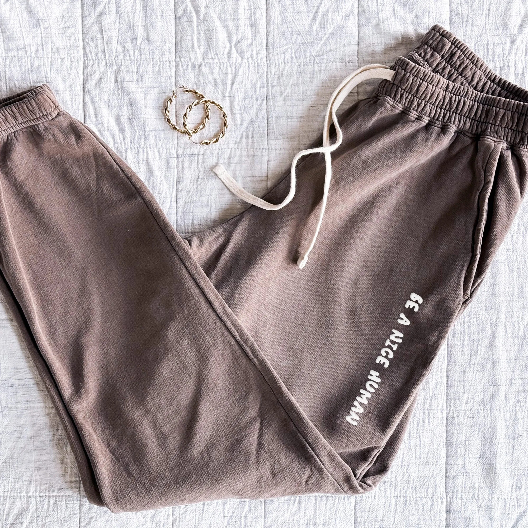 Be A Nice Human Puff Print Lightweight Fleece Sweatpants sold by Alley and Rae product image thumbnail 2