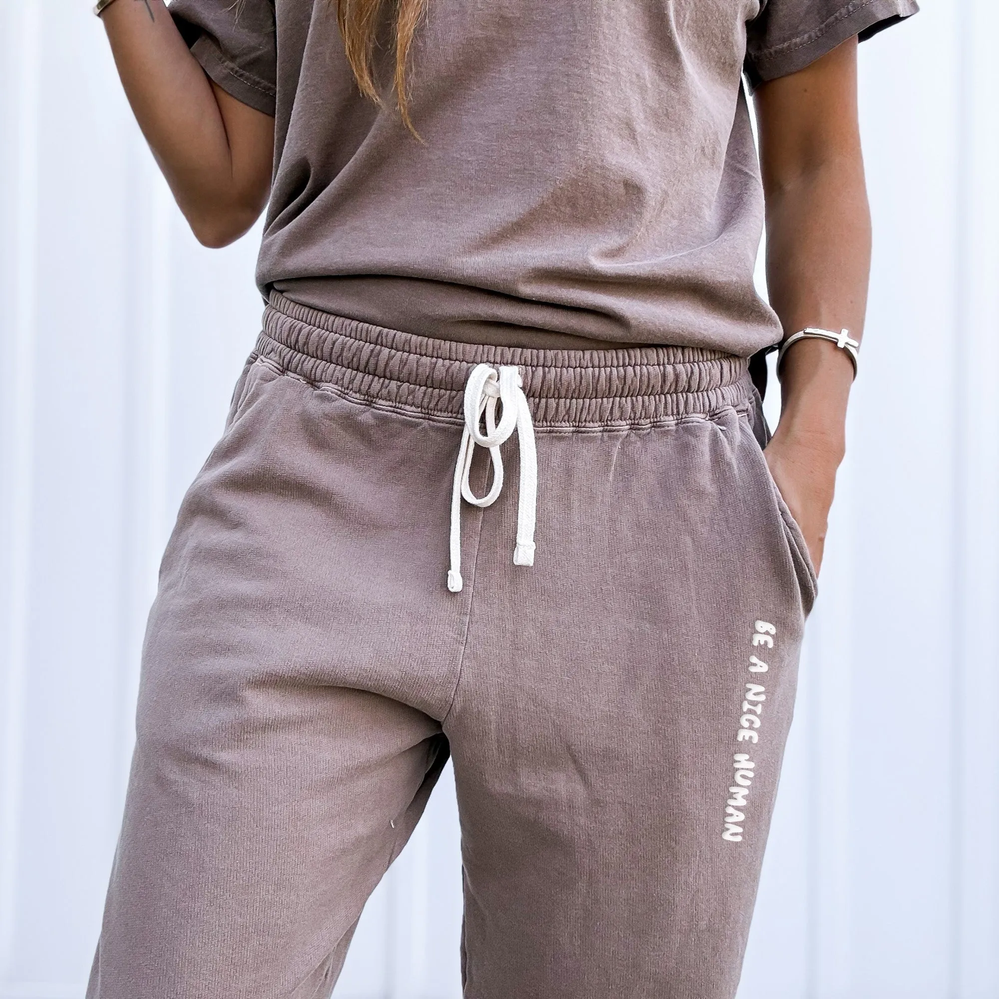 Be A Nice Human Puff Print Lightweight Fleece Sweatpants sold by Alley and Rae product image thumbnail 4
