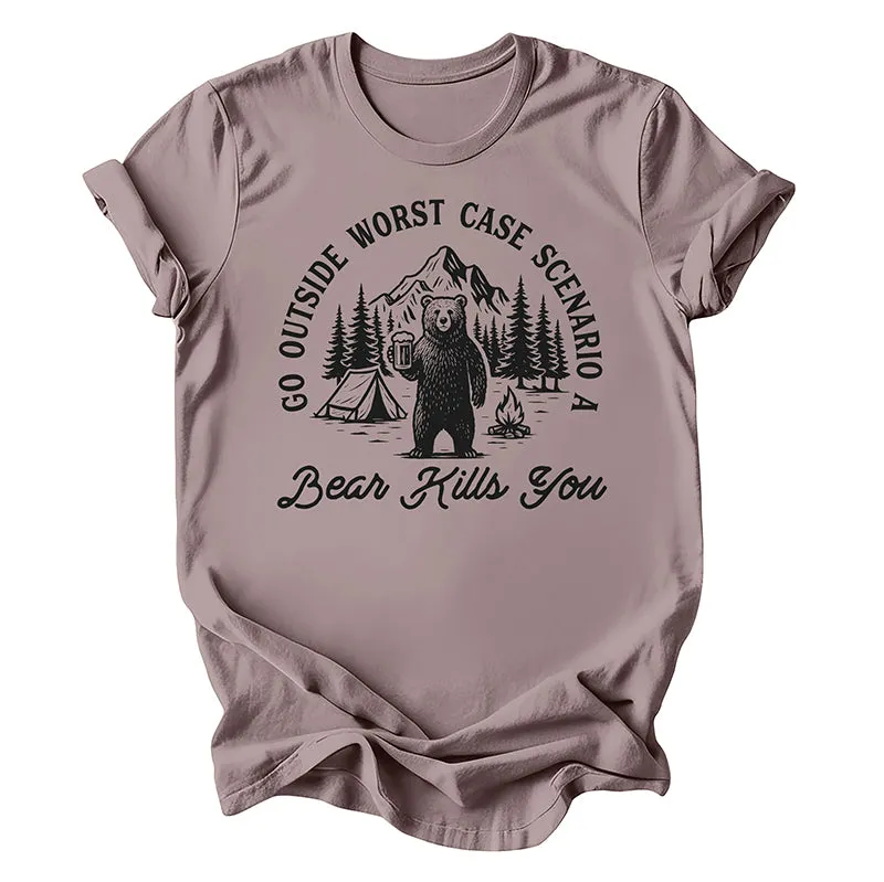 Go Outside Worst Case Scenario A Bear Kills You Tee sold by Alley and Rae product image thumbnail 5