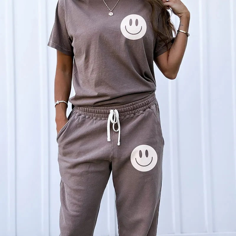 Smiley Face Lightweight Fleece Sweatpants (Wholesale) sold by Alley and Rae product image thumbnail 3