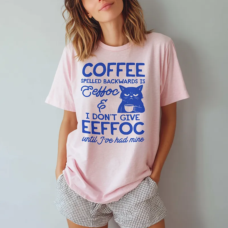 Coffee Spelled Backwards is EEFFOC Tee (Wholesale) sold by Alley and Rae product image thumbnail 3