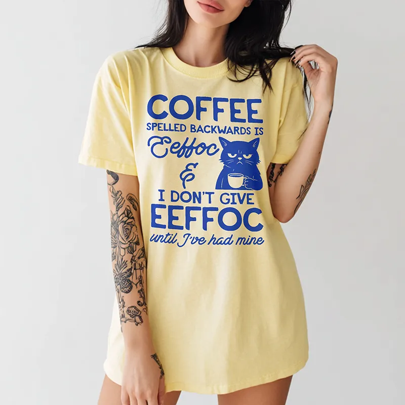 Coffee Spelled Backwards is EEFFOC Tee (Wholesale) sold by Alley and Rae product image thumbnail 2