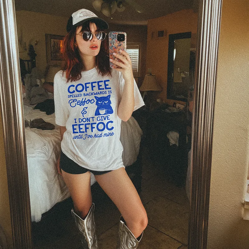 Coffee Spelled Backwards is EEFFOC Tee (Wholesale) sold by Alley and Rae