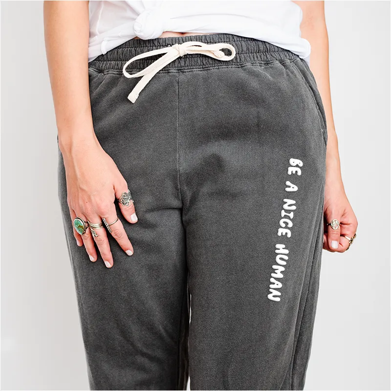 Be A Nice Human Lightweight Fleece Sweatpants (Wholesale) sold by Alley and Rae