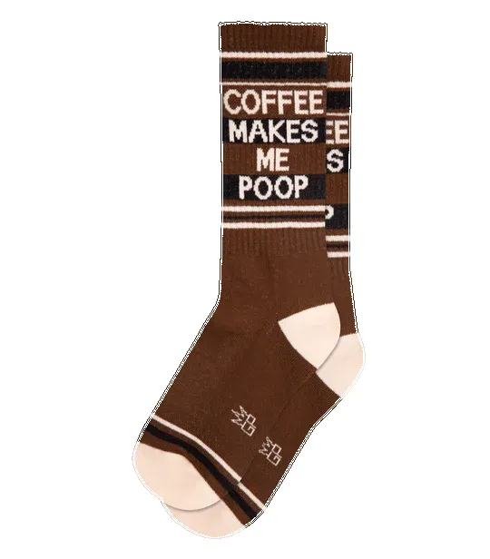 Coffee Makes Me Poop Socks – Funny Unisex Gym Socks Made in USA sold by Alley and Rae