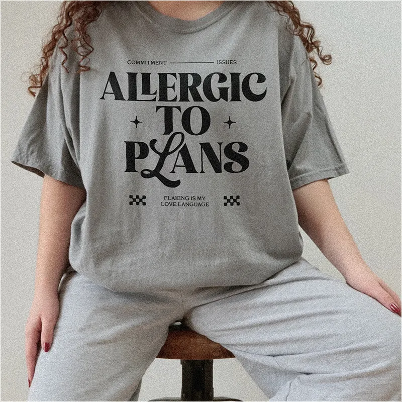 Allergic To Plans Graphic Tee sold by Alley and Rae product image thumbnail 2