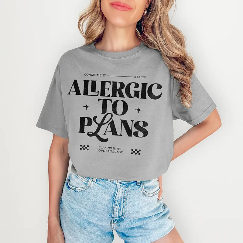 Allergic To Plans Graphic Tee sold by Alley and Rae product image thumbnail 4