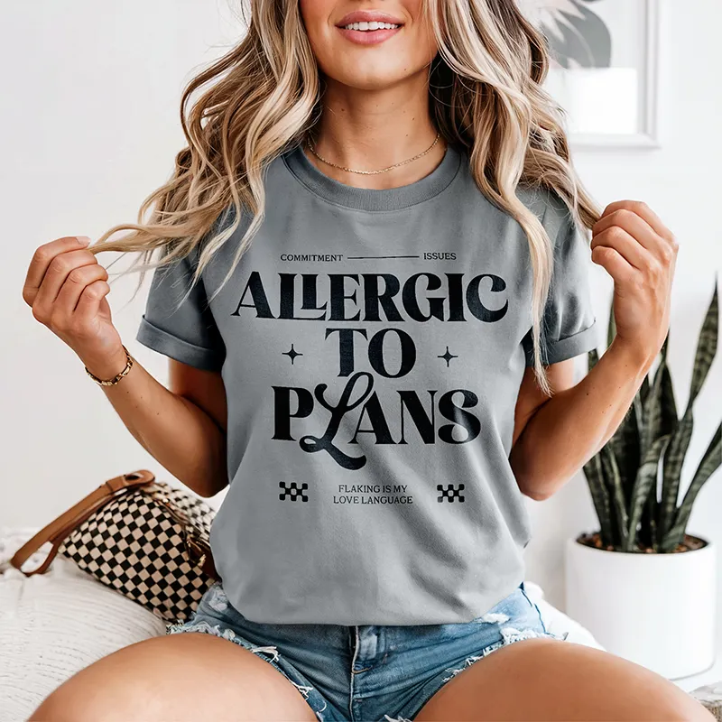 Allergic To Plans Graphic Tee sold by Alley and Rae product image thumbnail 3
