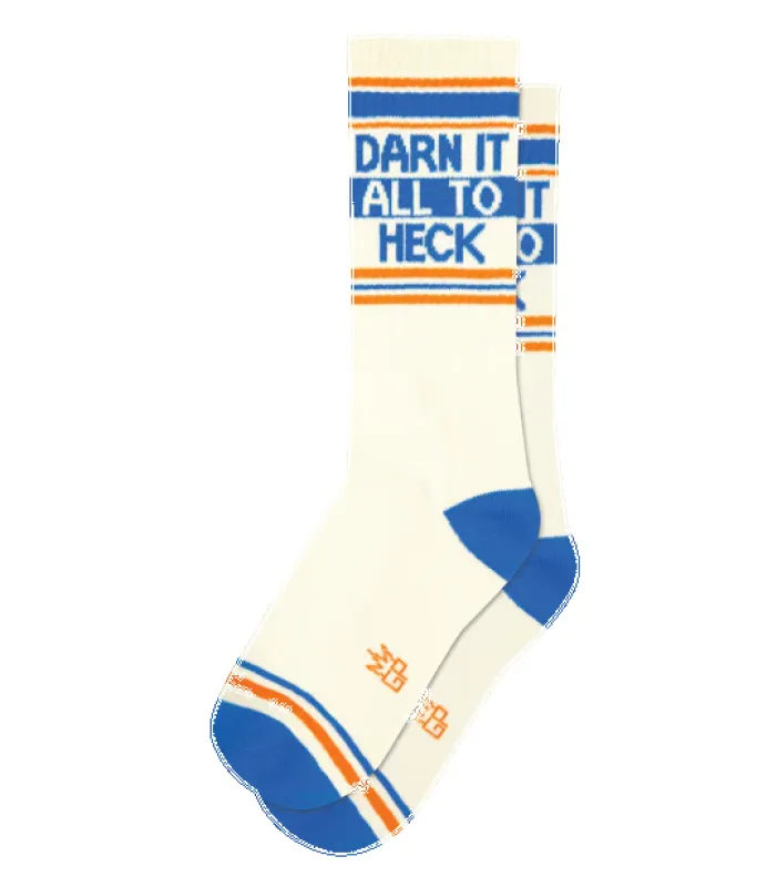 Darn It All To Heck Socks – Funny Unisex Gym Socks Made in USA sold by Alley and Rae