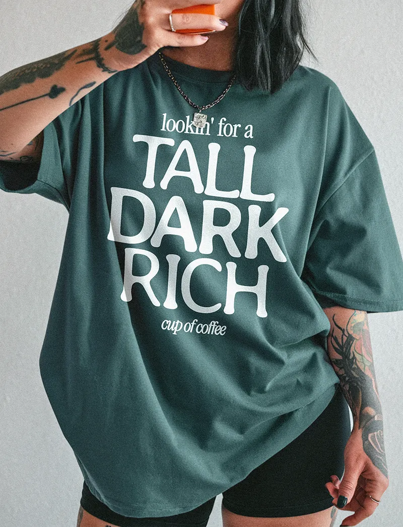 Tall Dark Rich Coffee Tee – Funny Heavyweight Graphic Tee sold by Alley and Rae product image thumbnail 4