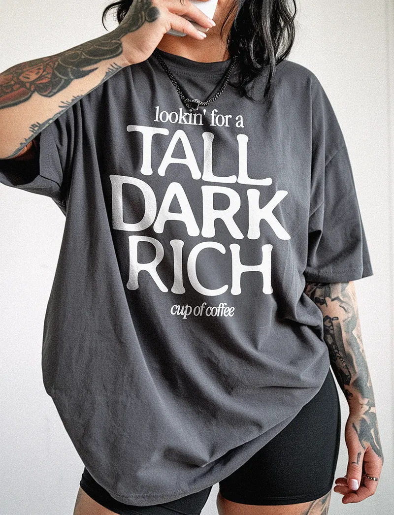 Tall Dark Rich Coffee Tee – Funny Heavyweight Graphic Tee sold by Alley and Rae product image thumbnail 3