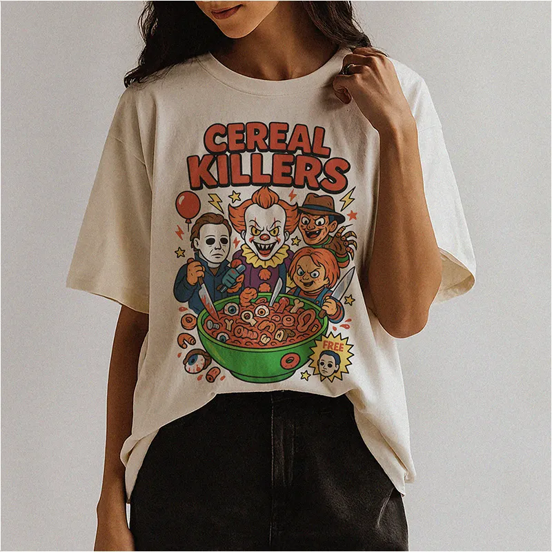 Cereal Killers Tee – Funny Lightweight Horror Movie Graphic T-Shirt sold by Alley and Rae