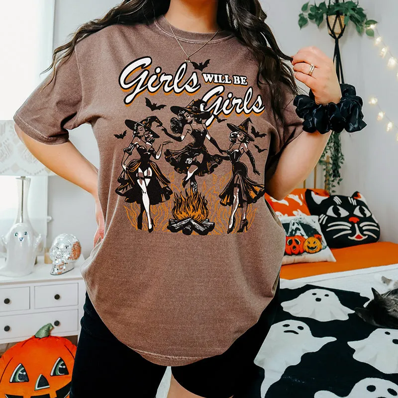 Girls Will Be Girls – Witchy Halloween Graphic Tee sold by Alley and Rae product image thumbnail 3