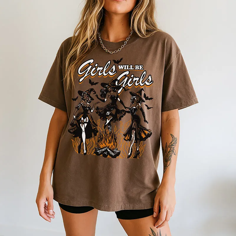 Girls Will Be Girls – Witchy Halloween Graphic Tee sold by Alley and Rae product image thumbnail 4
