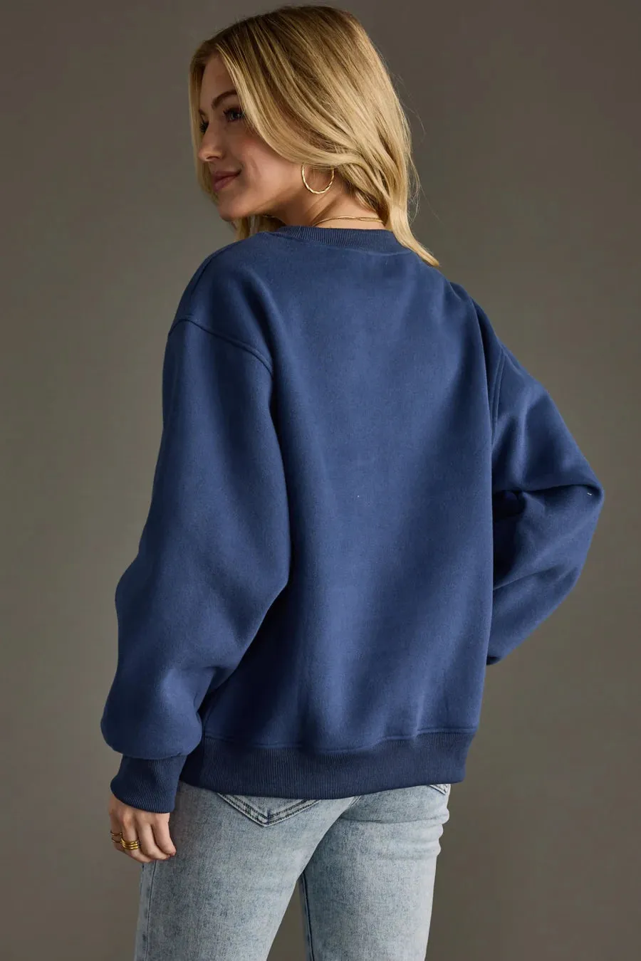 Blue Game Day Sweatshirt – Oversized Cotton Blend Pullover sold by Alley and Rae product image thumbnail 4