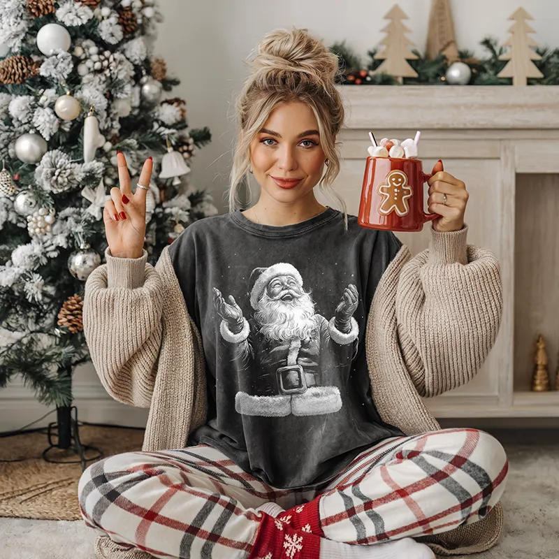 Joyful Santa Christmas Tee - Holiday Graphic Shirt sold by Alley and Rae