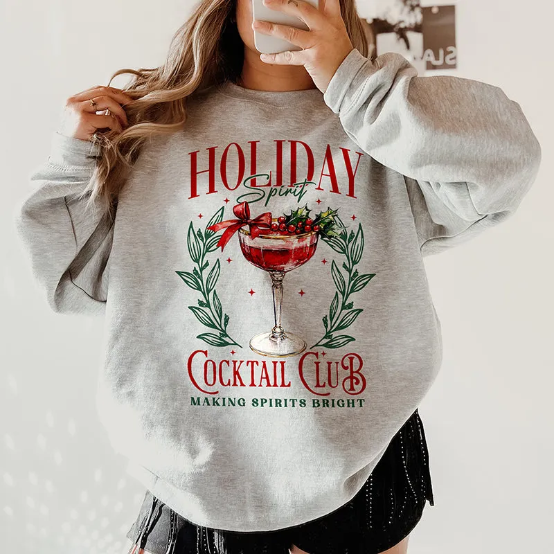 Holiday Spirit Cocktail Club Sweatshirt – Festive Unisex Pullover sold by Alley and Rae