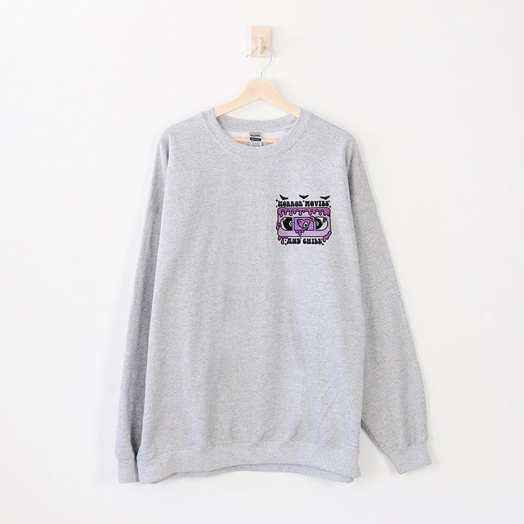 Horror Movies & Chill Embroidered Crewneck Sweatshirt - Final Sale sold by Ally and Rae product image thumbnail 3