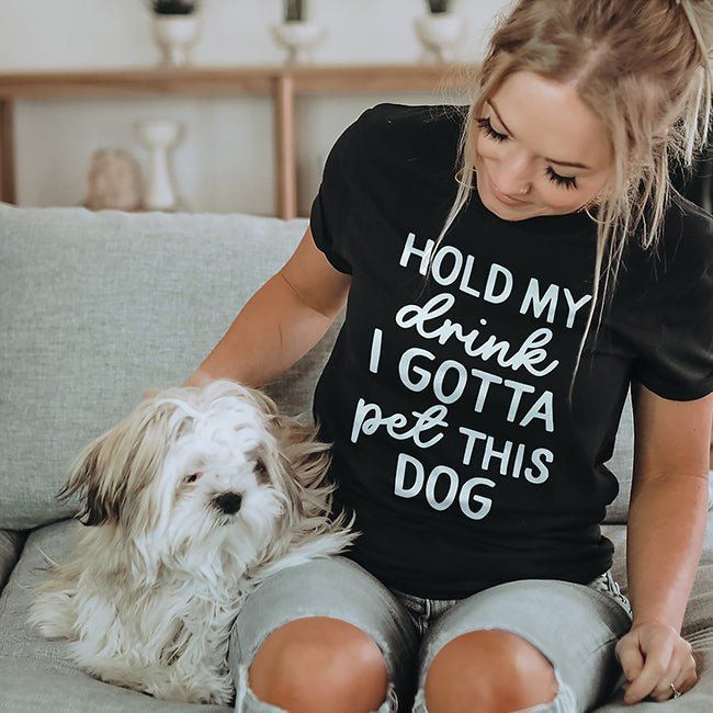 Hold My Drink I Gotta Pet This Dog Lightweight Tee sold by Ally and Rae product image thumbnail 4