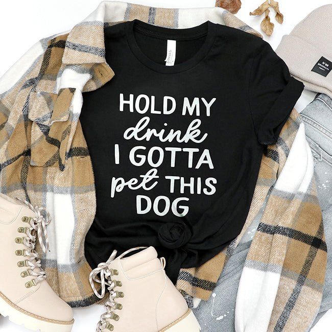 Hold My Drink I Gotta Pet This Dog Lightweight Tee sold by Ally and Rae product image thumbnail 5