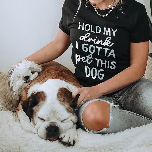Hold My Drink I Gotta Pet This Dog Lightweight Tee sold by Ally and Rae product image thumbnail 2