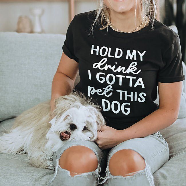 Hold My Drink I Gotta Pet This Dog Lightweight Tee sold by Ally and Rae product image thumbnail 3
