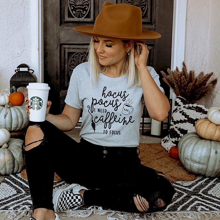 Hocus Pocus I Need Caffeine To Focus Lightweight Tee (Wholesale) sold by Ally and Rae product image thumbnail 3
