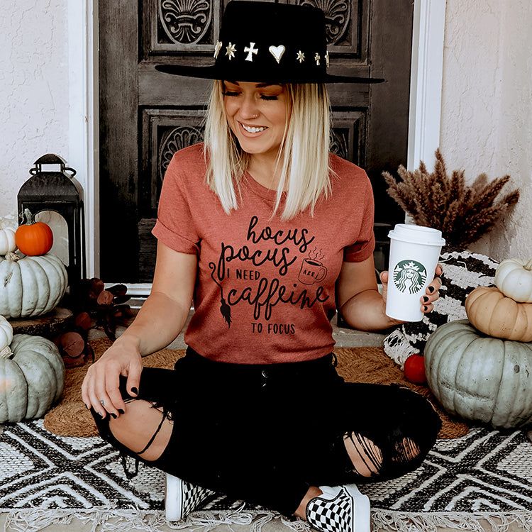 Hocus Pocus I Need Caffeine To Focus Lightweight Tee (Wholesale) sold by Ally and Rae product image thumbnail 2