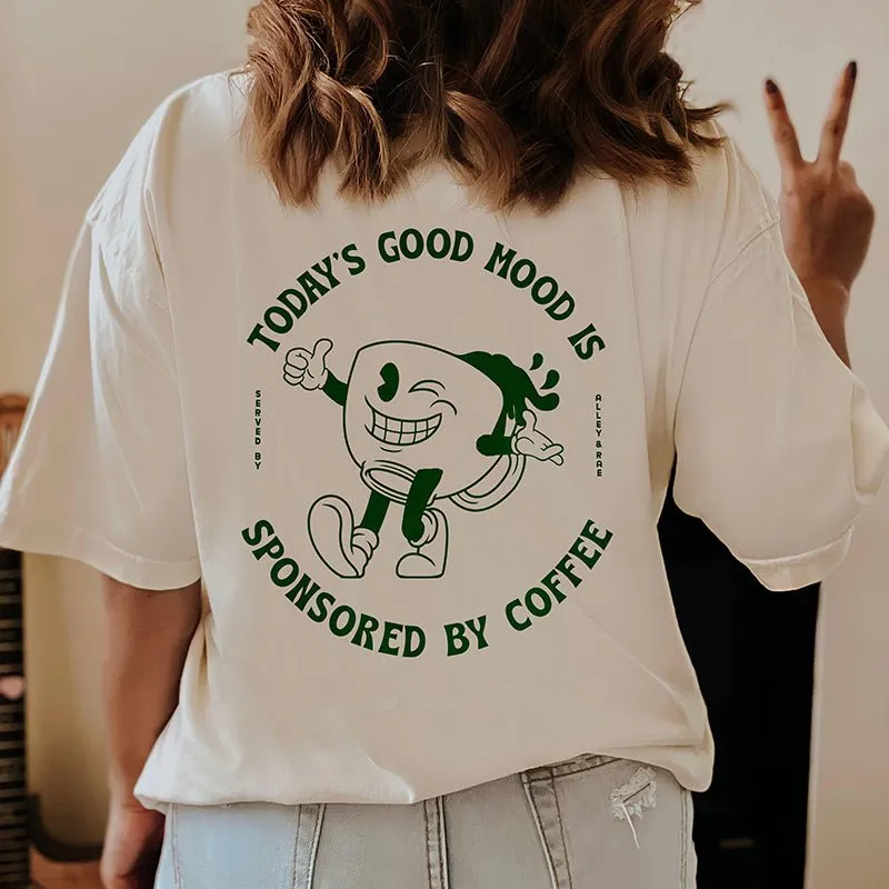 Good Mood Sponsored By Coffee Heavyweight Tee sold by Alley and Rae product image thumbnail 5