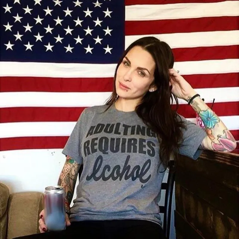 Adulting Requires Alcohol Lightweight Tee sold by Alley and Rae