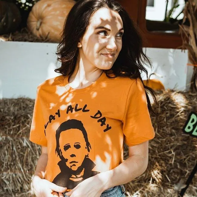 Slay All Day Lightweight Halloween Tee sold by Alley and Rae product image thumbnail 5