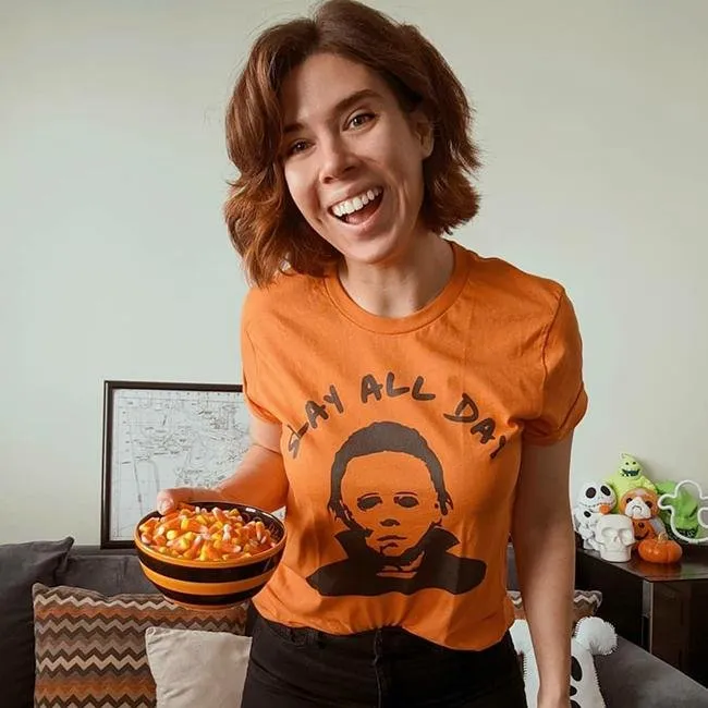 Slay All Day Lightweight Halloween Tee sold by Alley and Rae product image thumbnail 4