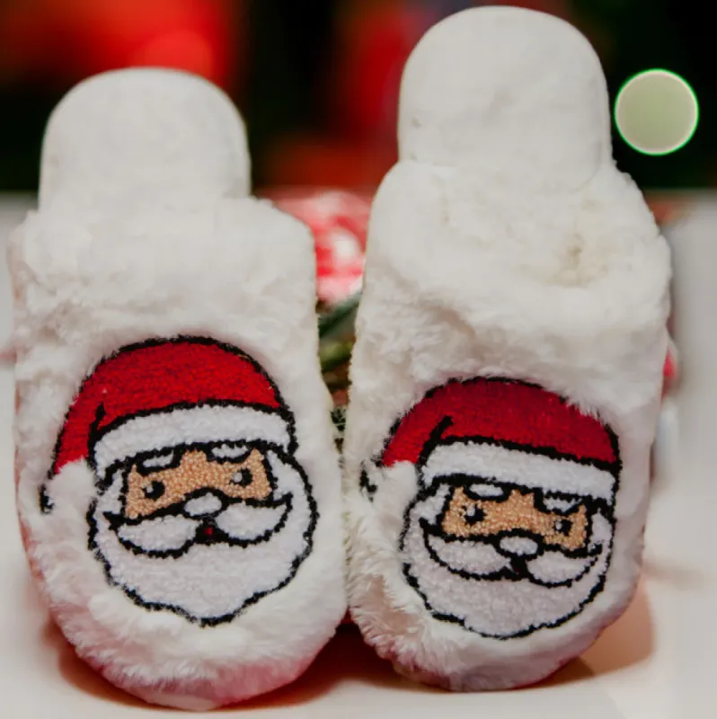 Santa Face Cozy Fur Slippers sold by Alley and Rae