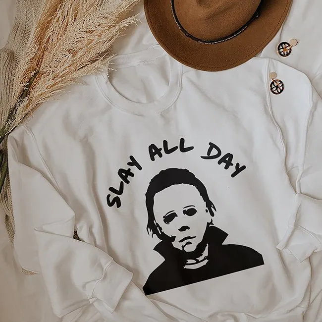 Slay All Day Halloween Crewneck Sweatshirt sold by Alley and Rae product image thumbnail 4