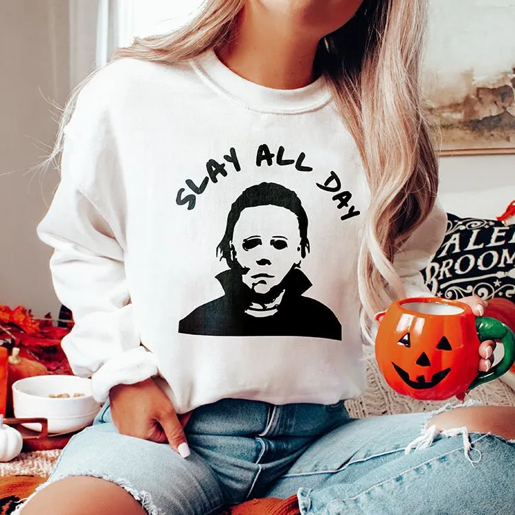 Slay All Day Halloween Crewneck Sweatshirt sold by Alley and Rae product image thumbnail 3