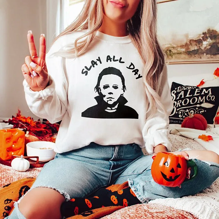 Slay All Day Halloween Crewneck Sweatshirt sold by Alley and Rae