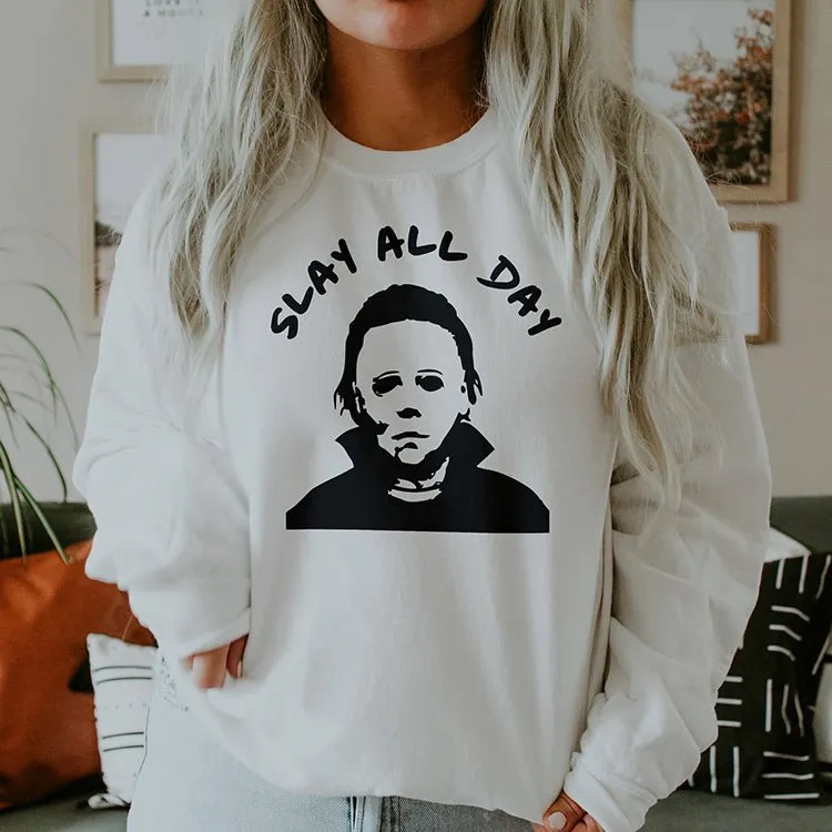 Slay All Day Halloween Crewneck Sweatshirt sold by Alley and Rae product image thumbnail 2