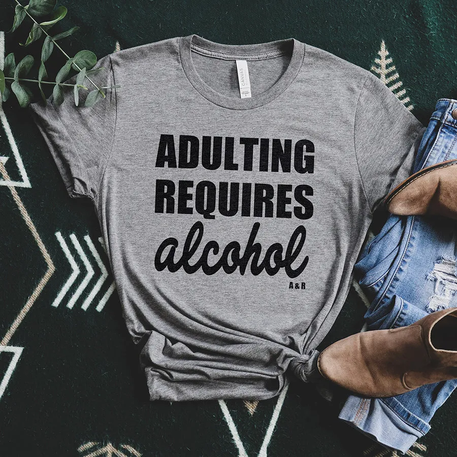 Adulting Requires Alcohol Graphic Tee (Wholesale) sold by Alley and Rae product image thumbnail 5