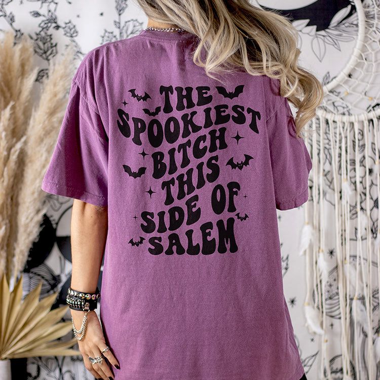 The Spookiest Bitch This Side Of Salem Heavyweight Tee sold by Ally and Rae