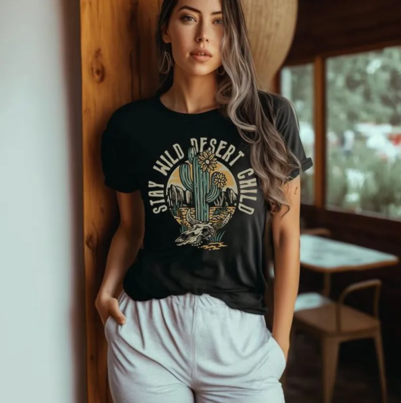 Stay Wild Desert Child Lightweight Graphic Tee sold by Alley and Rae