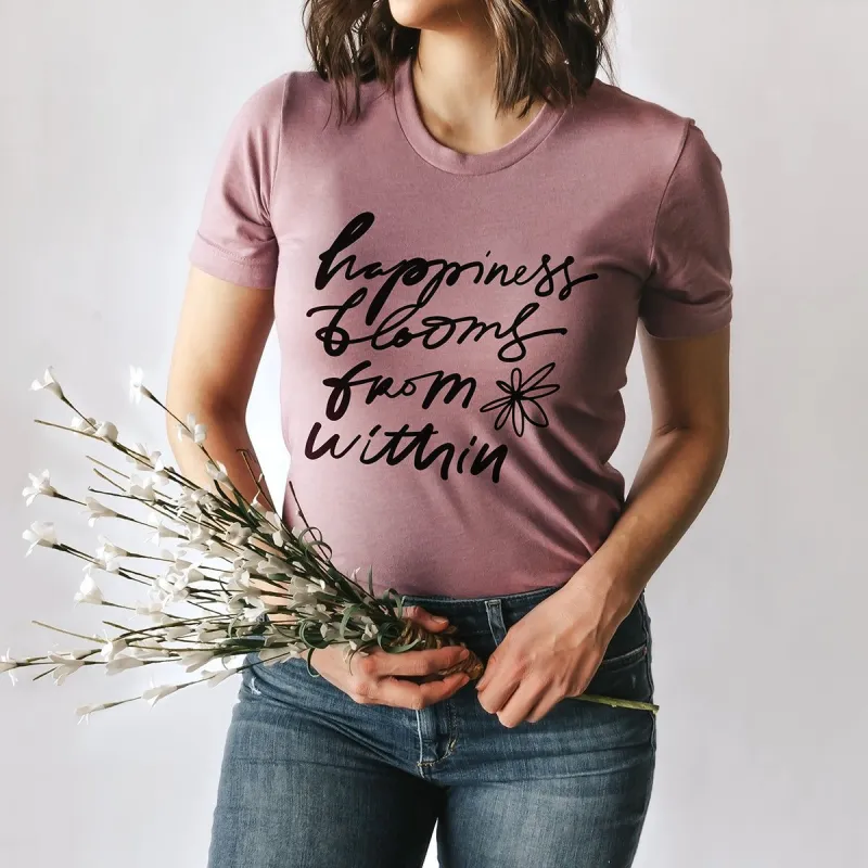 Happiness Blooms From Within Graphic Tee (Wholesale) sold by Ally and Rae