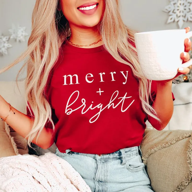 Merry + Bright Lightweight Christmas Tee Pre-Order sold by Ally and Rae